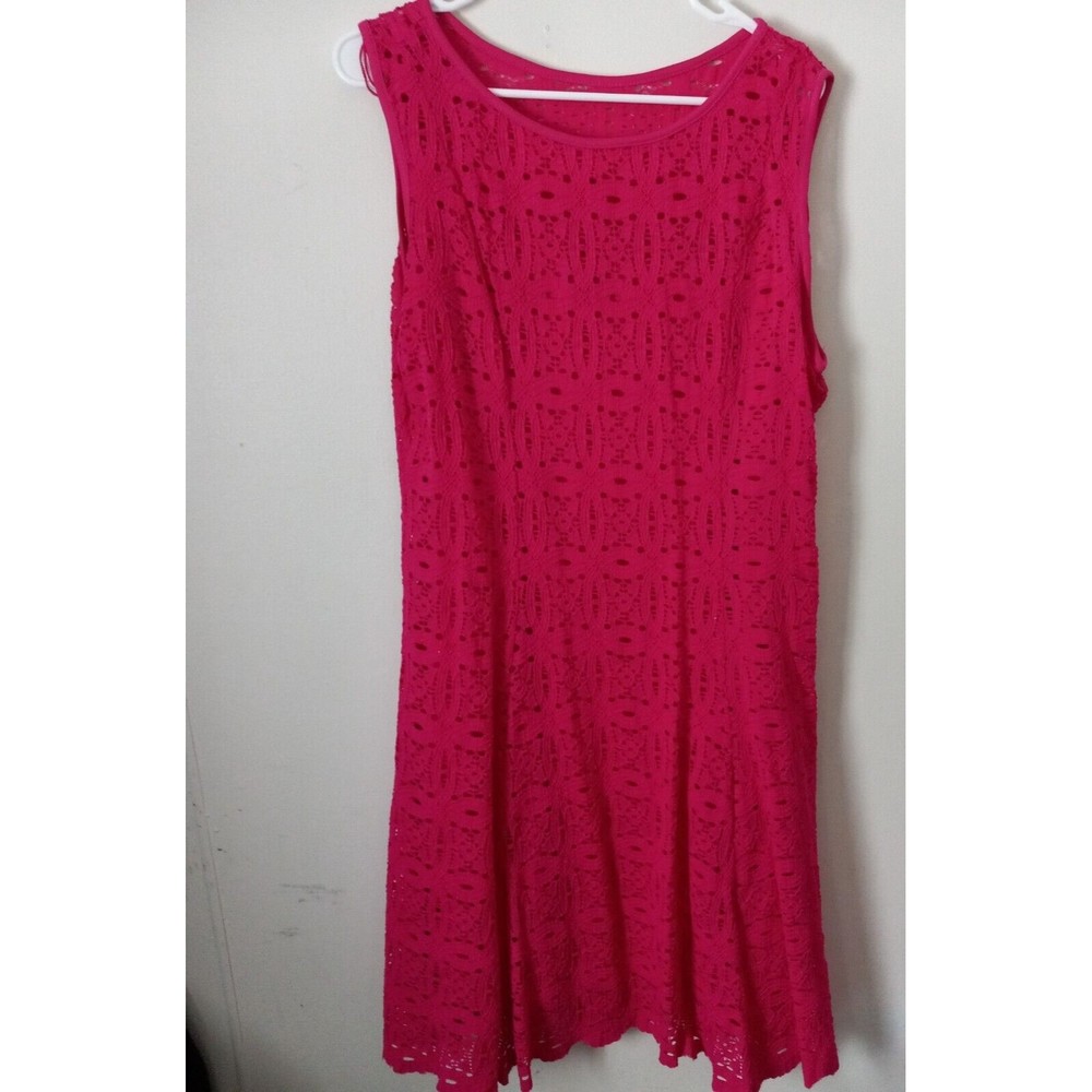 Apt. 9 Dress Womens Size Large Pink Sleeveless Lace Over Lining Spring Casual